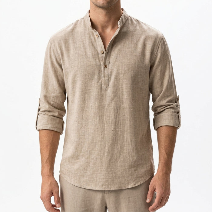 Aurelio Linen Henley Shirt