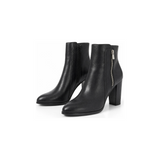 Bella Block Boots, black leather block heel ankle boots, product shot